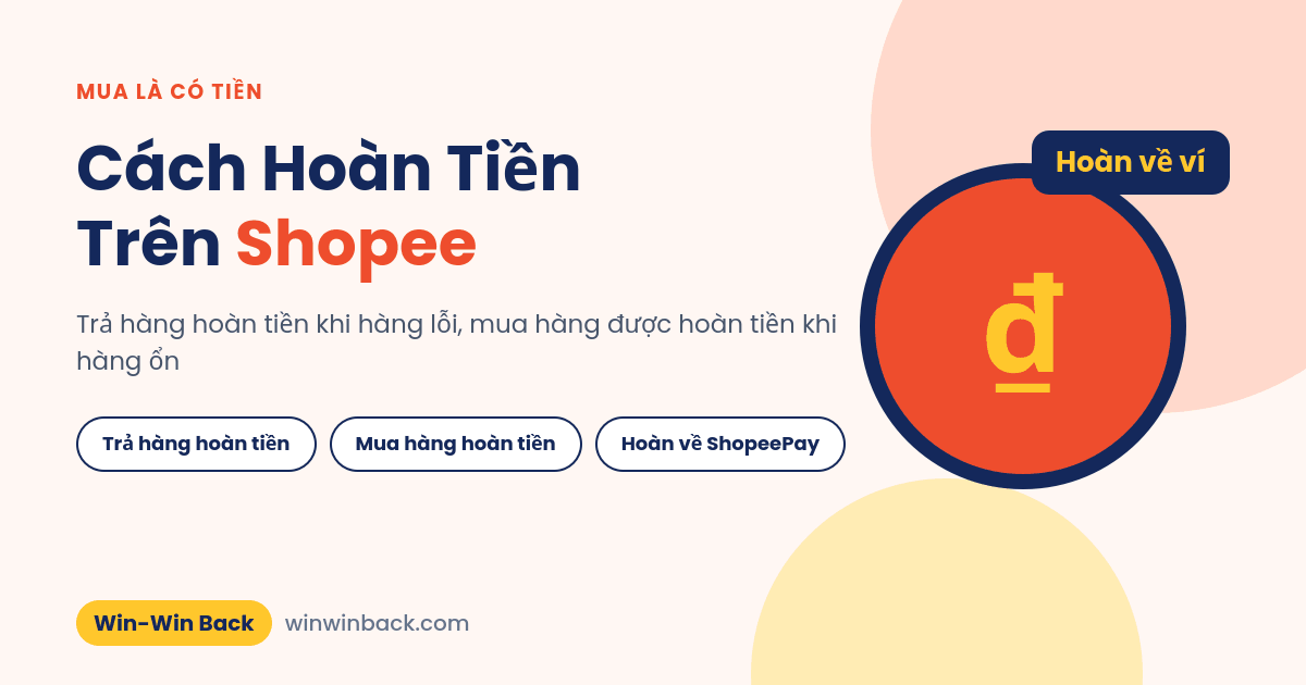 Cách hoàn tiền trên Shopee: trả hàng hoàn tiền và mua hàng được hoàn tiền cùng Win-Win Back
