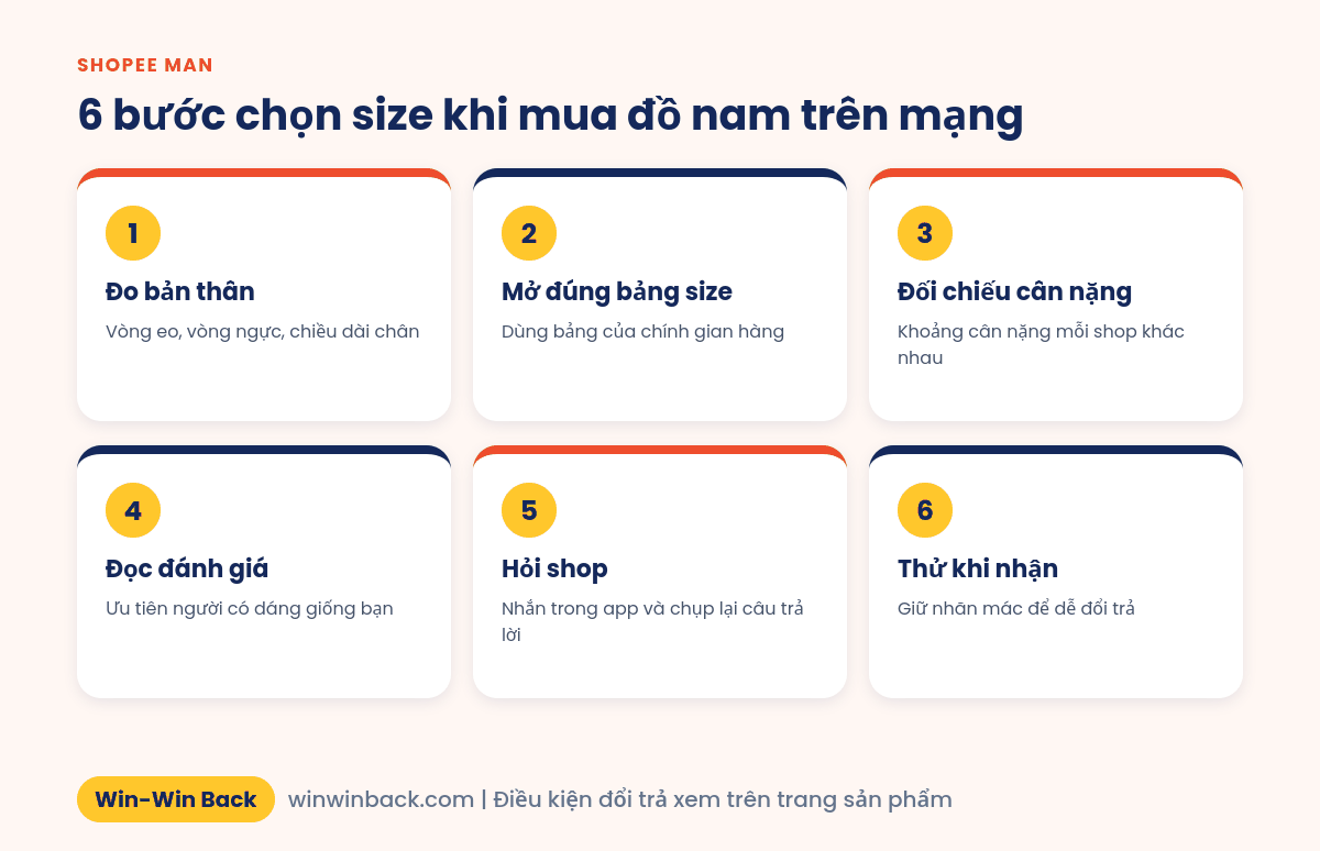 6 bước chọn size khi mua đồ nam trên Shopee